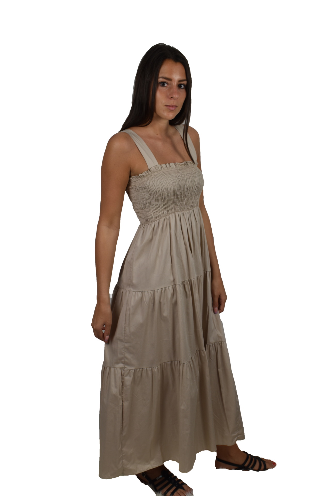 ABIMAXPE2101 BEIGE ABITO LUNGO DA DONNA 100 LINO 1 1stAmerican abito lungo da donna 100% lino Made in Italy - vestito lungo da sera da spiaggia da donna in lino