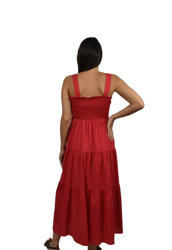 ABIMAXPE2101 ROSSO ABITO LUNGO DA DONNA 100 LINO 1 1stAmerican abito lungo da donna 100% lino Made in Italy - vestito lungo da sera da spiaggia da donna in lino