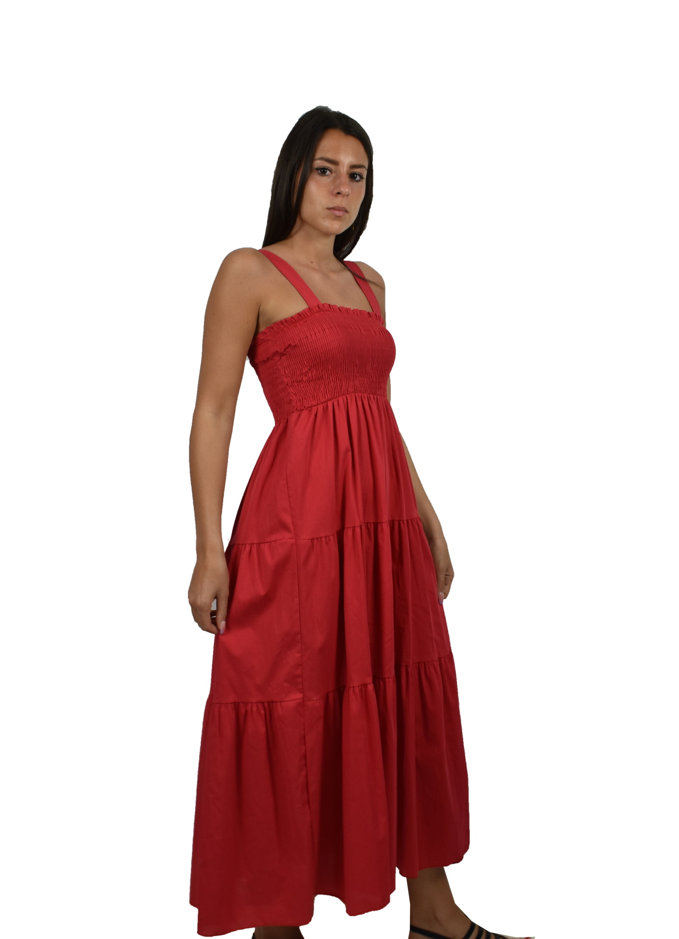 ABIMAXPE2101 ROSSO ABITO LUNGO DA DONNA 100 LINO 2 1stAmerican abito lungo da donna 100% lino Made in Italy - vestito lungo da sera da spiaggia da donna in lino