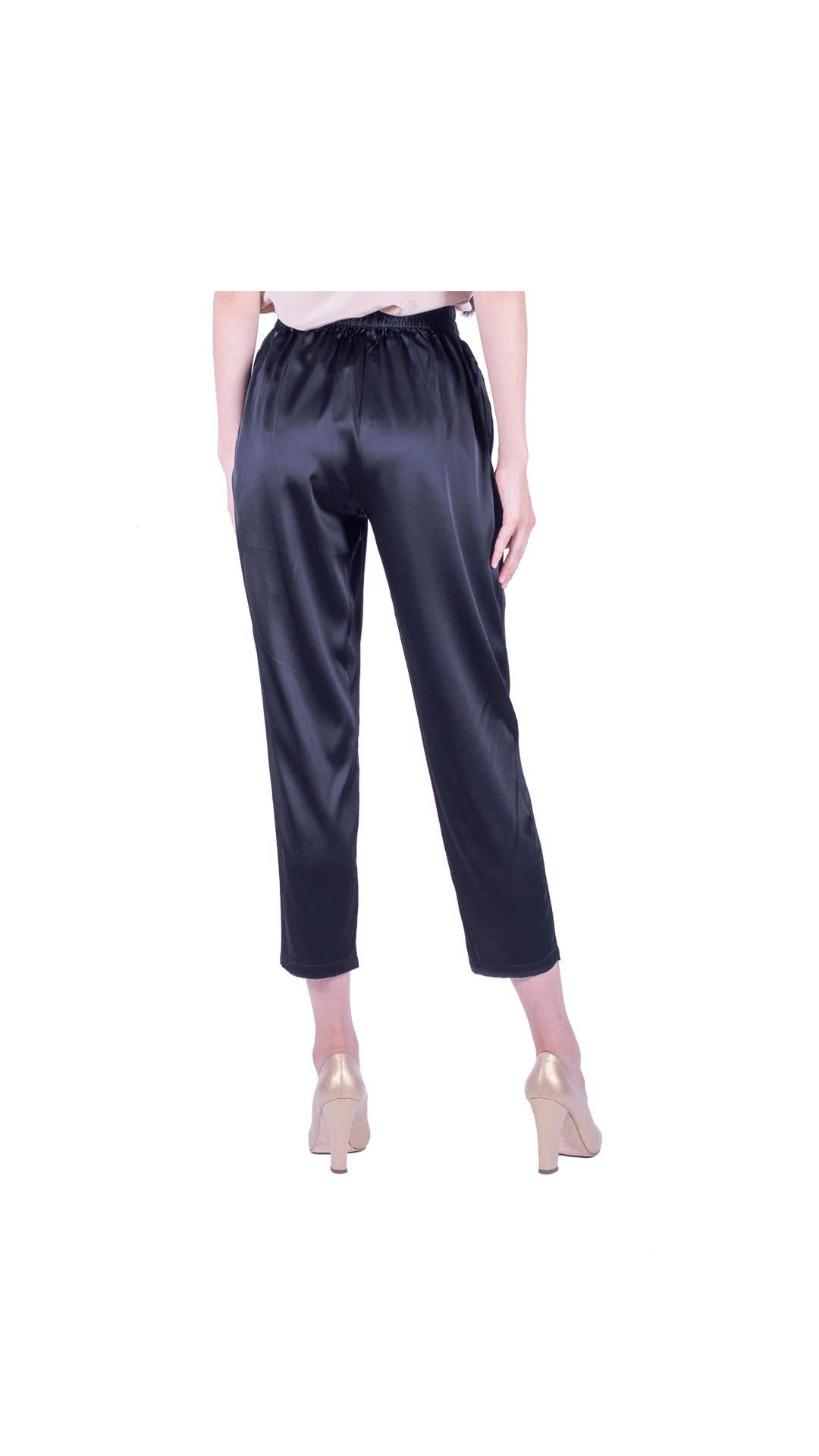 PANSILK01 NERO PANTALACCIO DONNA 1 1stAmerican elegante pantalone da donna 100% pura seta