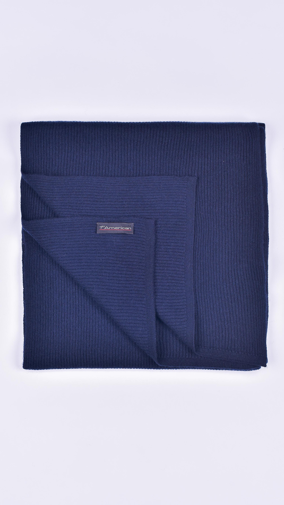 Juridario navy 1 1stAmerican sciarpa da uomo 100% puro cashmere Made in Italy a coste larghe - calda sciarpa invernale
