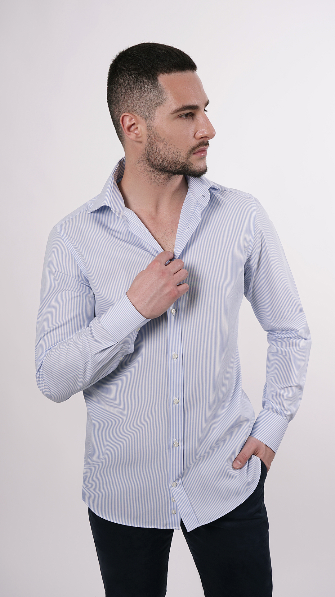 LUXURYJT0099 2 1stAmerican camicia elegante da uomo in collo classico 100% cotone alta qualità doppio ritorto manica lunga  camicia sartoriale regular fit