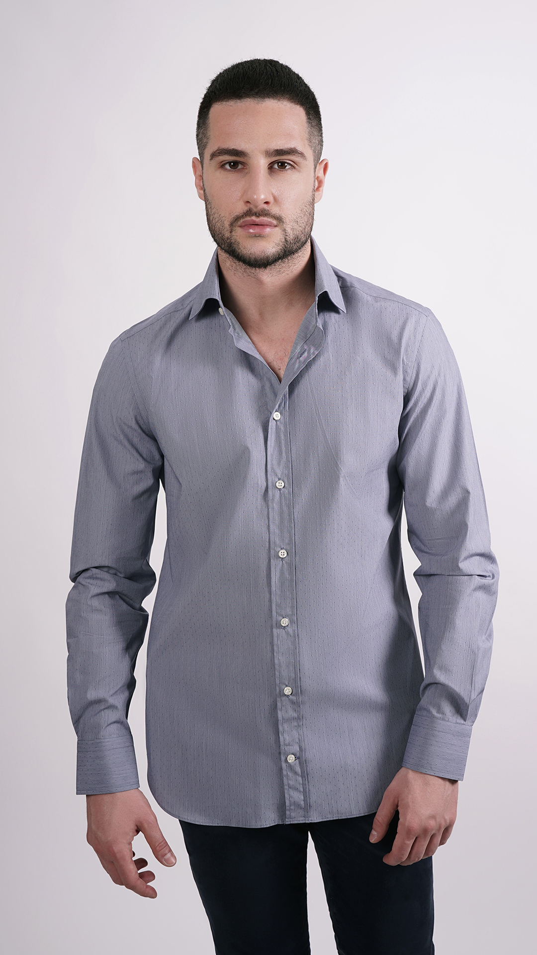 LUXURYJTEL0005 2 1stAmerican camicia elegante da uomo in collo classico 100% cotone alta qualità doppio ritorto manica lunga  camicia sartoriale regular fit