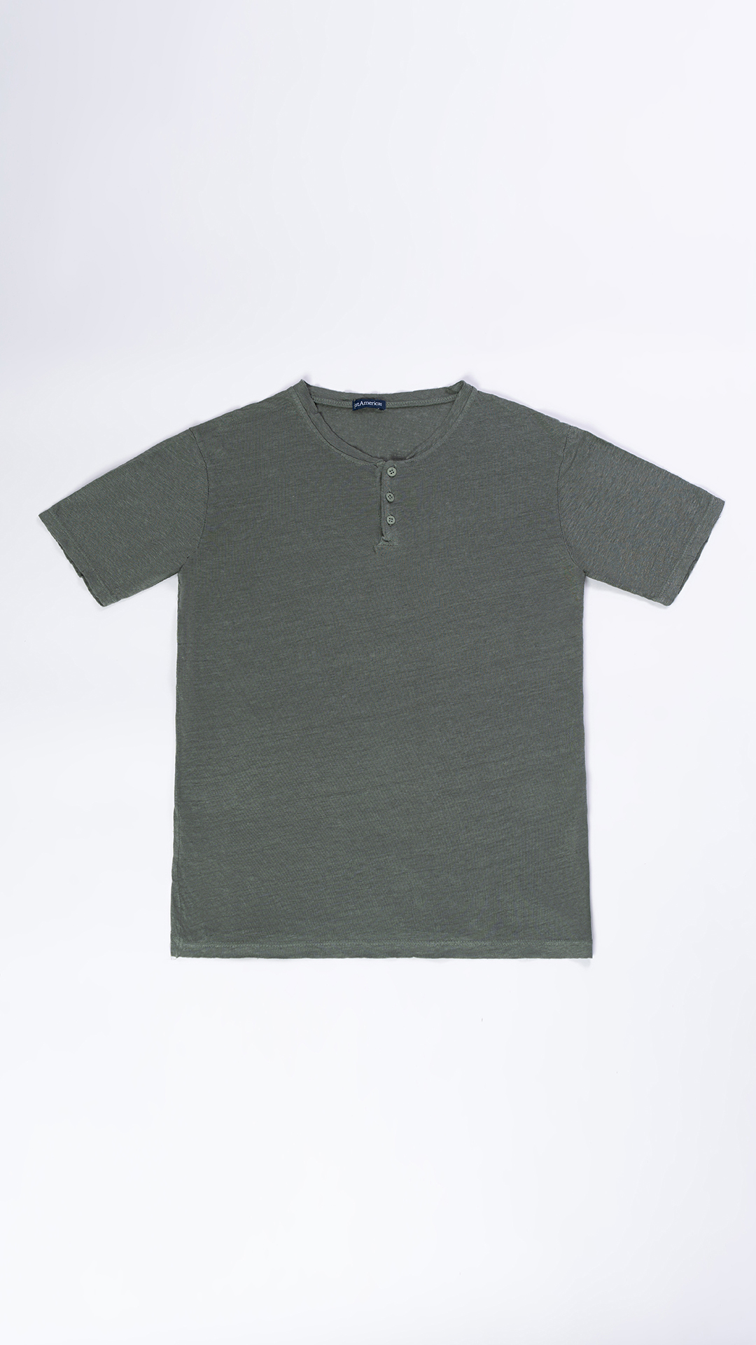 tshlino01 army shop 1stAmerican t-shirt serafino da uomo in 100% lino Made in Italy manica corta - t-shirt mezza manica estiva in puro lino