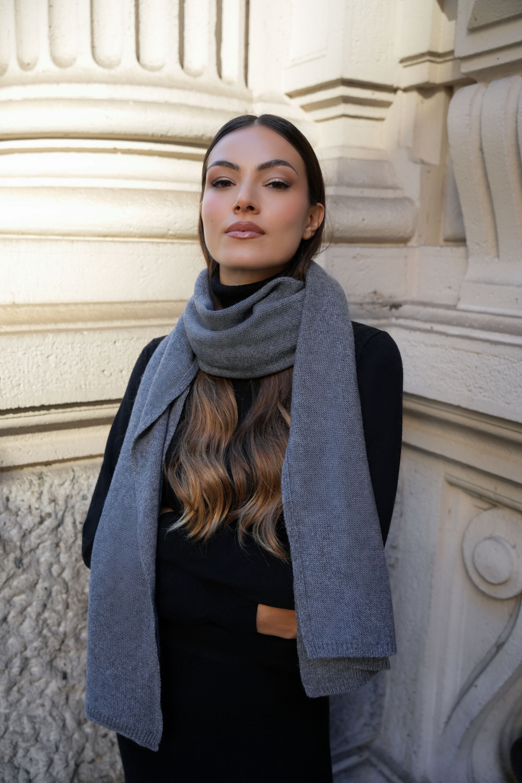 Trieste Gra 2 scaled 1stAmerican sciarpa da donna misto cashmere misura 45 x 215 - sciarpa invernale in misto cashmere 100% Made in Italy