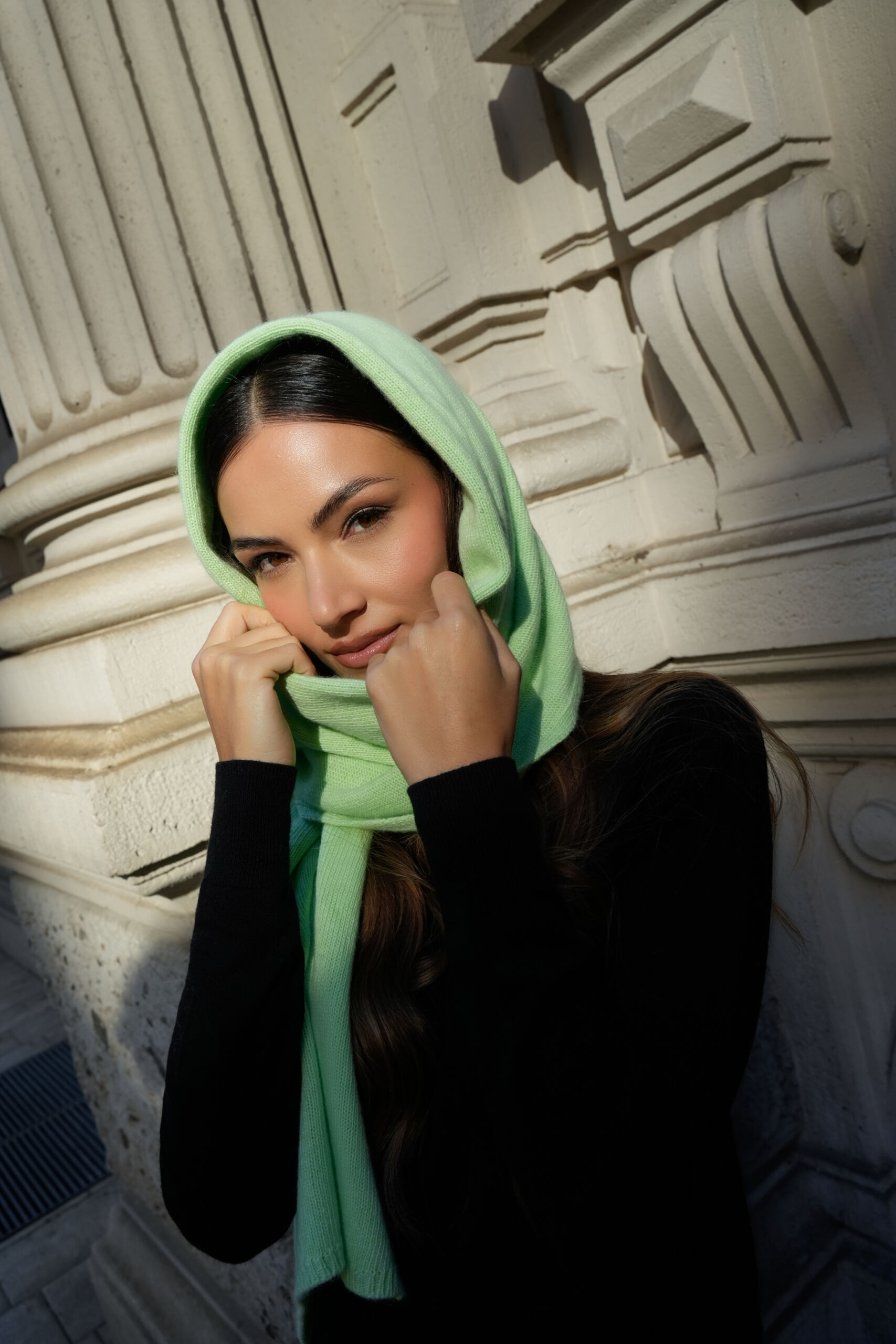 Trieste Verde 2 scaled 1stAmerican sciarpa da donna misto cashmere misura 45 x 215 - sciarpa invernale in misto cashmere 100% Made in Italy